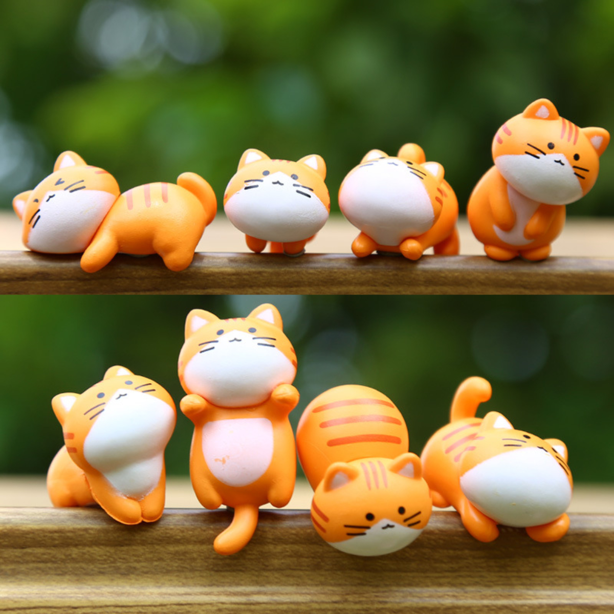 Bonsai Gardenia - 8pc Funny Cute Orange Cat Animal