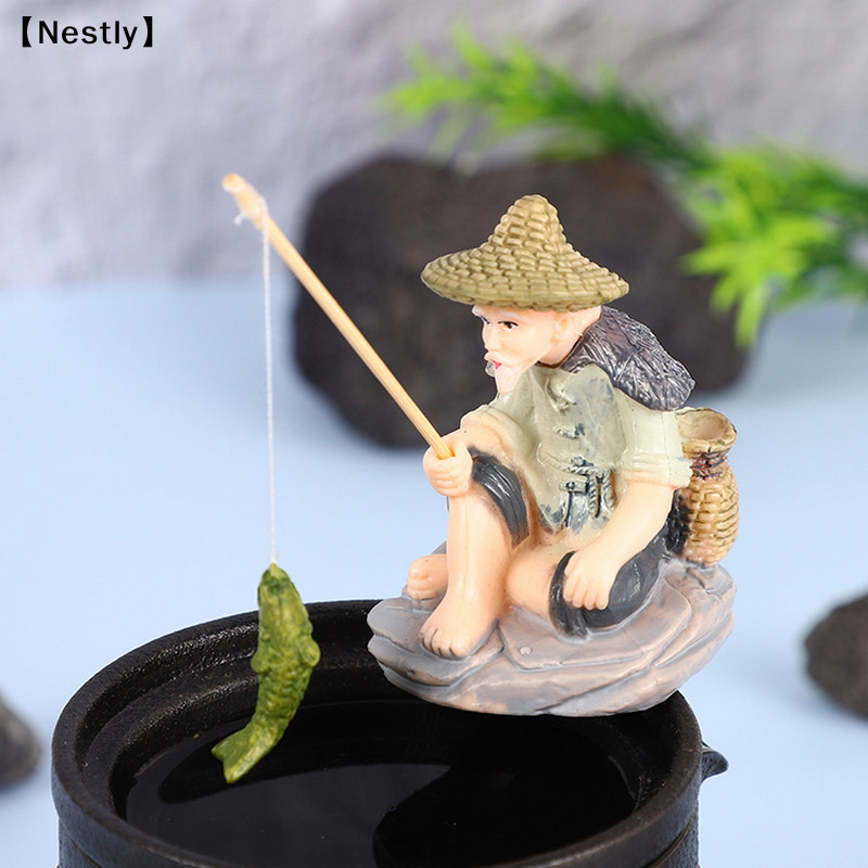 Miniature Old Man Fishing Orna - Bonsai Gardenia ulasan dan harga