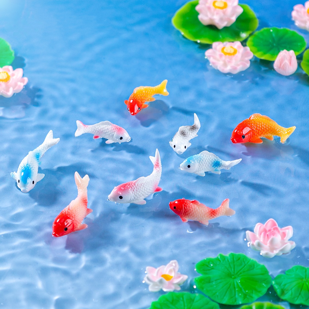 10PCS Mini Koi Fish Resin Gold - Bonsai Gardenia ulasan dan harga