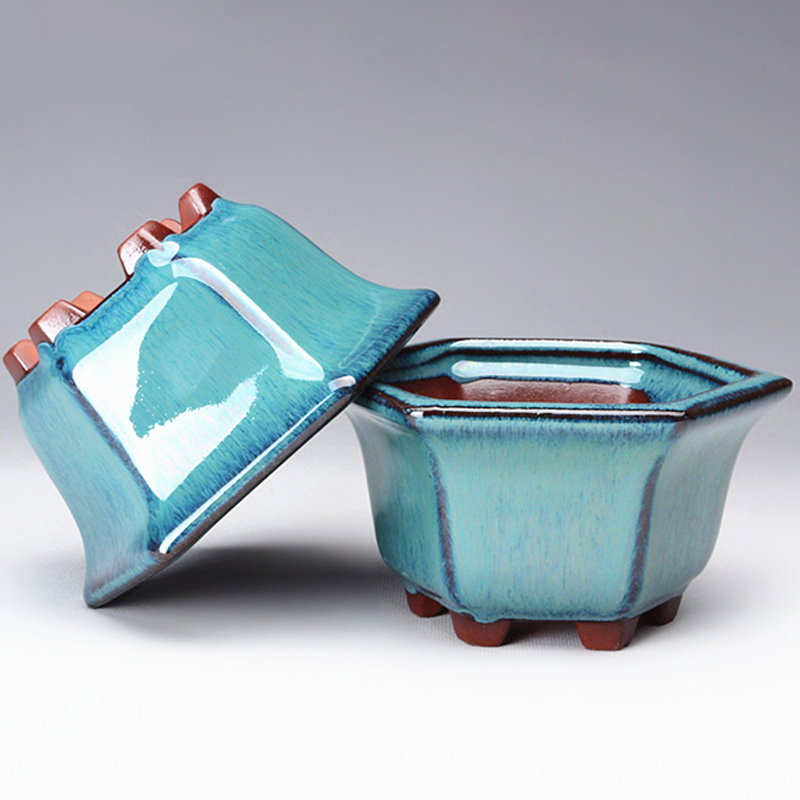 Pottery Flower Pot Bowl Glazed - Japanese Garden Bonsai ulasan dan harga