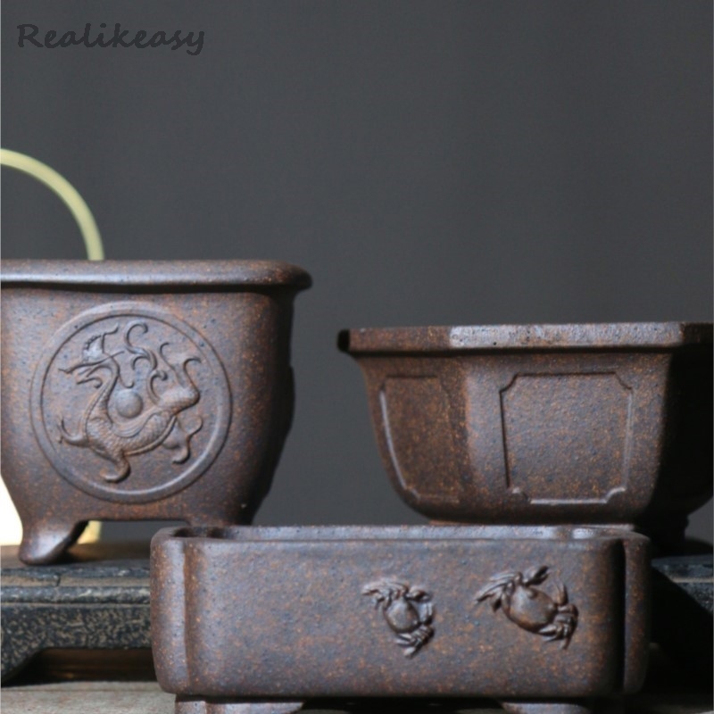 Purple Sand Flower Pot Hexagon - Japanese Garden Bonsai ulasan dan harga