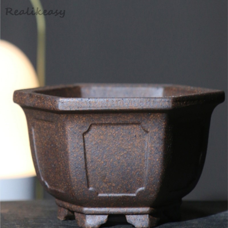 Purple Sand Flower Pot Hexagon - Japanese Garden Bonsai ulasan dan harga